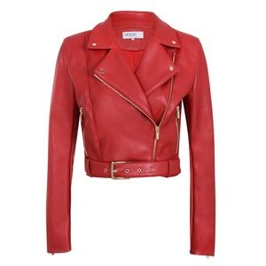 XS (2-4) House of CB red vegan leather moto jacket
